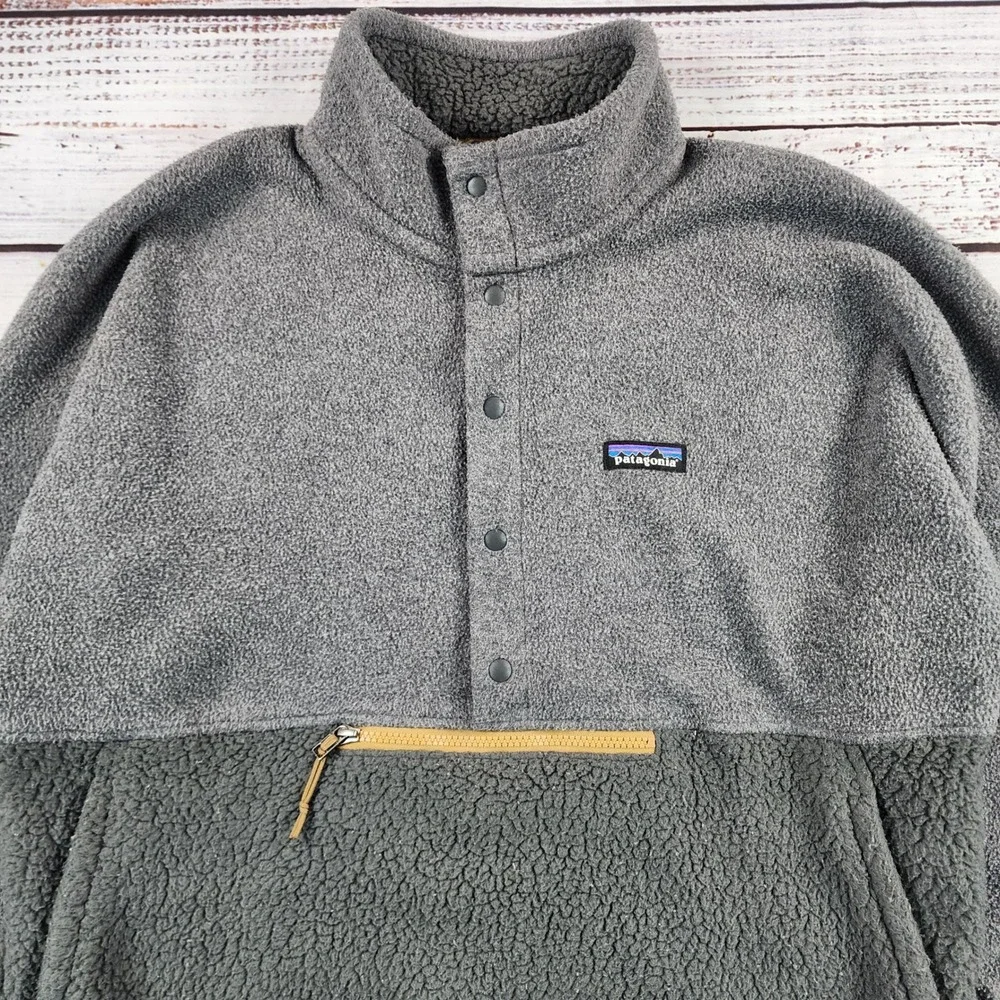 Patagonia Retro Pile Half-Snap Pullover Mens M Forge Grey Fleece Jacket 23205